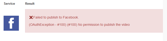 Failed to publish to Facebook error